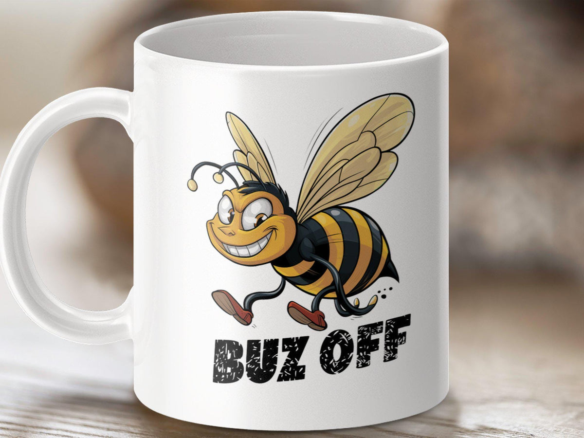 Funny Bee Design Coffee Mug Buz Off Bee Tea Mug Humor Bee Gift Idea Unique Bee Lovers Mug Cute Bee Themed Gift Gag Coffee Cup Graphic Tee – Cozy Vibes · Great Gift For Fans