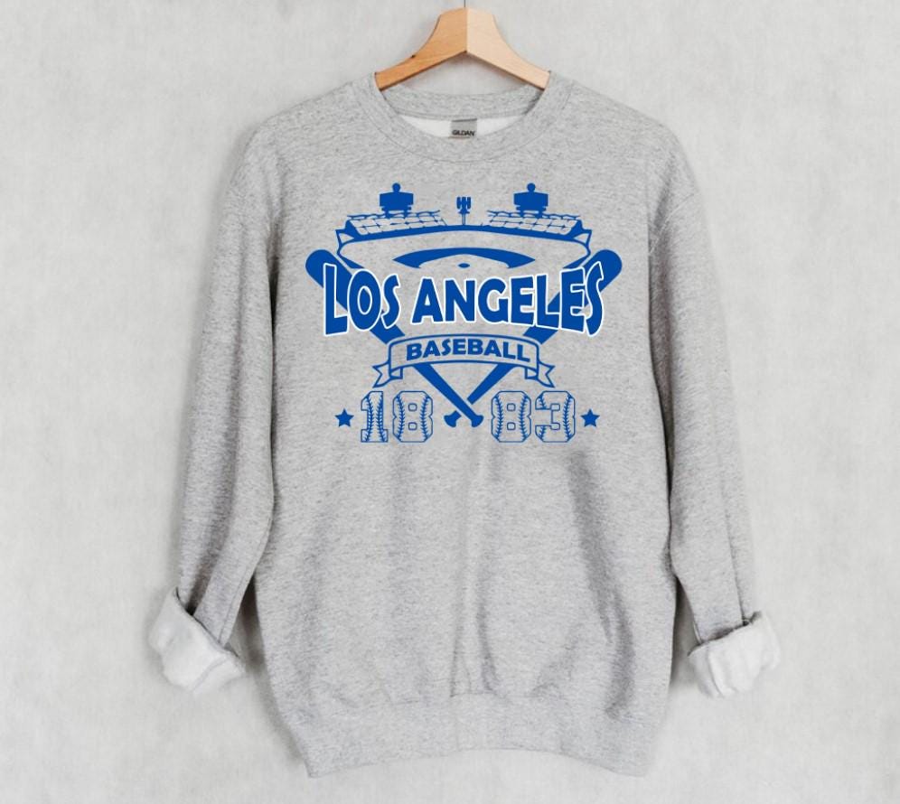 Los Angeles Baseball Vintage Stadium With Est Number Sweatshirt LA Baseball Blue Team Retro Hoodie Baseball Mom Shirt Gameday Sweatshirt Hoodie – Bold Style · High-Quality Print