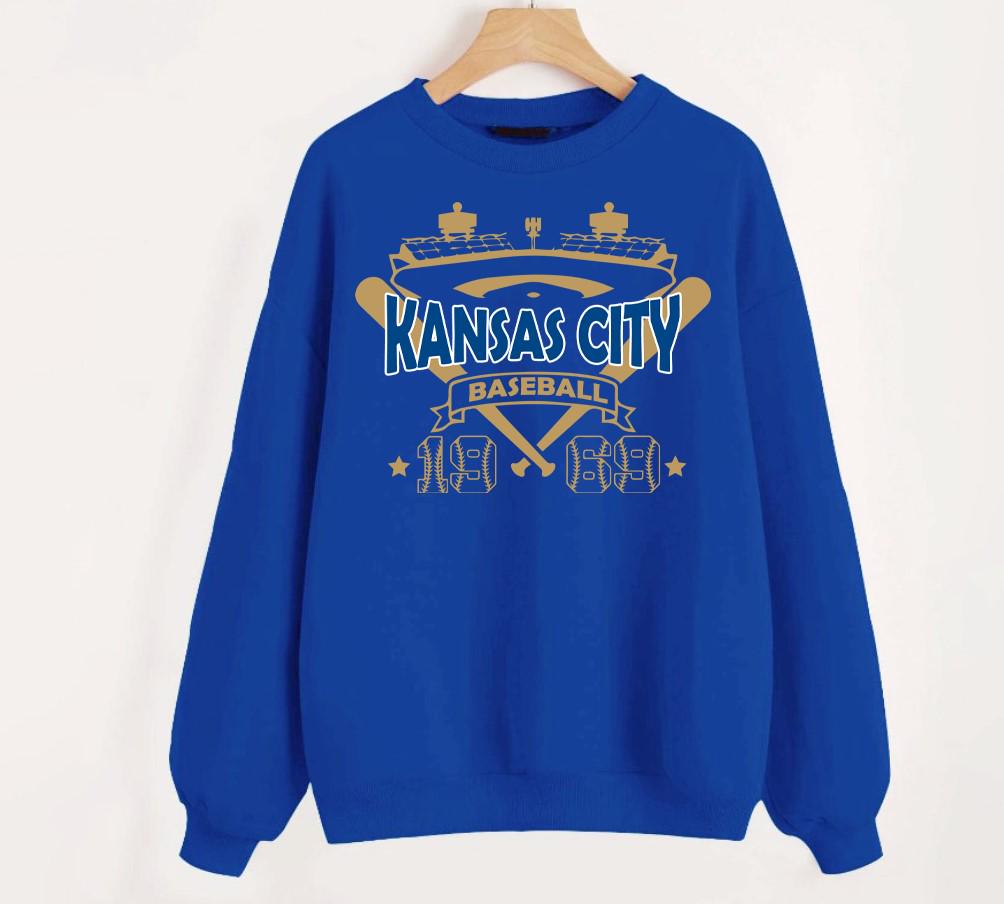 Kansas City Baseball Vintage Stadium With Est Number 1969 Royal Blue Sweatshirt KC Baseball Team Retro Hoodie Baseball Mom Shirt For Him Hoodie – Everyday Comfort · Trending Graphic Apparel
