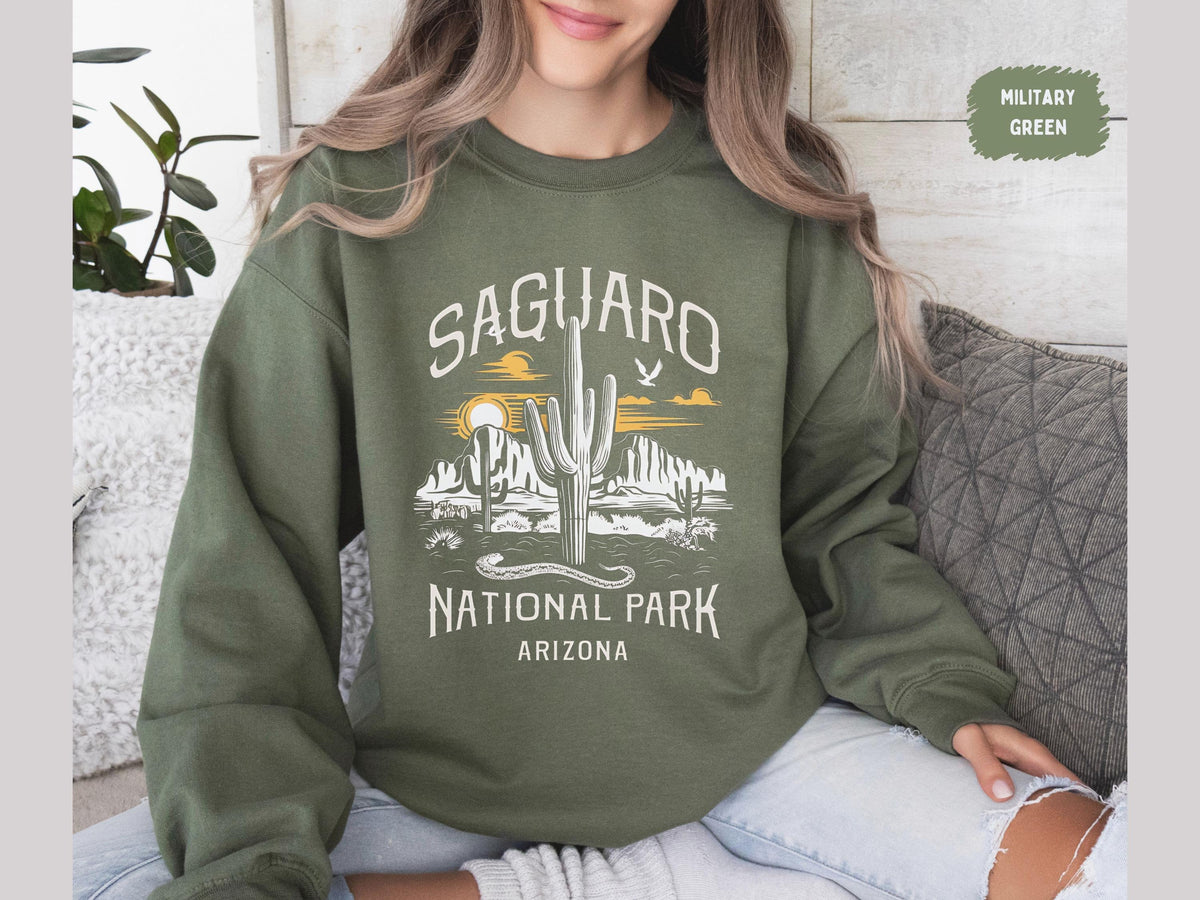 Saguaro National Park Sweatshirt Vintage Arizona State Sweater Desert travel Crewneck Saguaro Souvenir National Park Pullover Granola Girl Sweatshirt – Bold Style · Perfect For Daily Wear