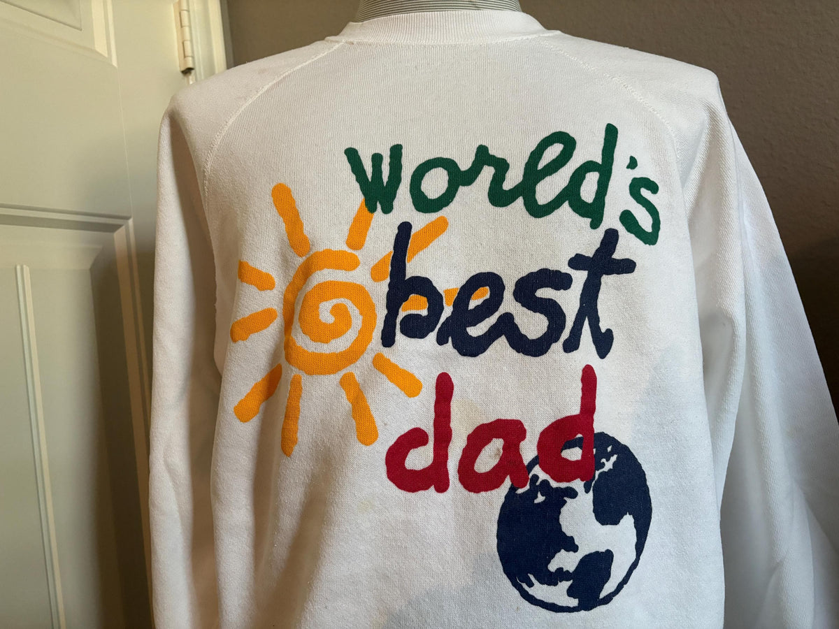 Vintage 8039s Worlds Best Dad Sun and Earth Father39s Day Crewneck Sweatshirt M Sweatshirt – Feel-Good Design · Perfect For Daily Wear