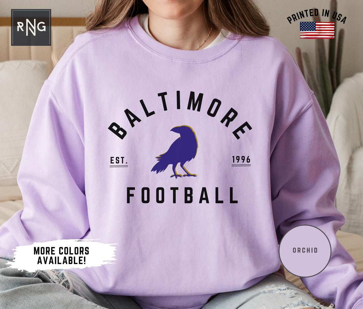 Baltimore Football Sweatshirt Raven Football Gameday Sweatshirt Baltimore Football Crewneck Baltimore Sports Apparel Raven Football Gift Sweatshirt – Fan Favorite · Top Pick For Any Outfit