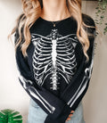 Halloween Skeleton Sweatshirt Realistic Skeleton Rib Cage Sweater Skeleton Bones Shirt With Sleeve Print Sweatshirt – Premium Graphic · Top Pick For Any Outfit