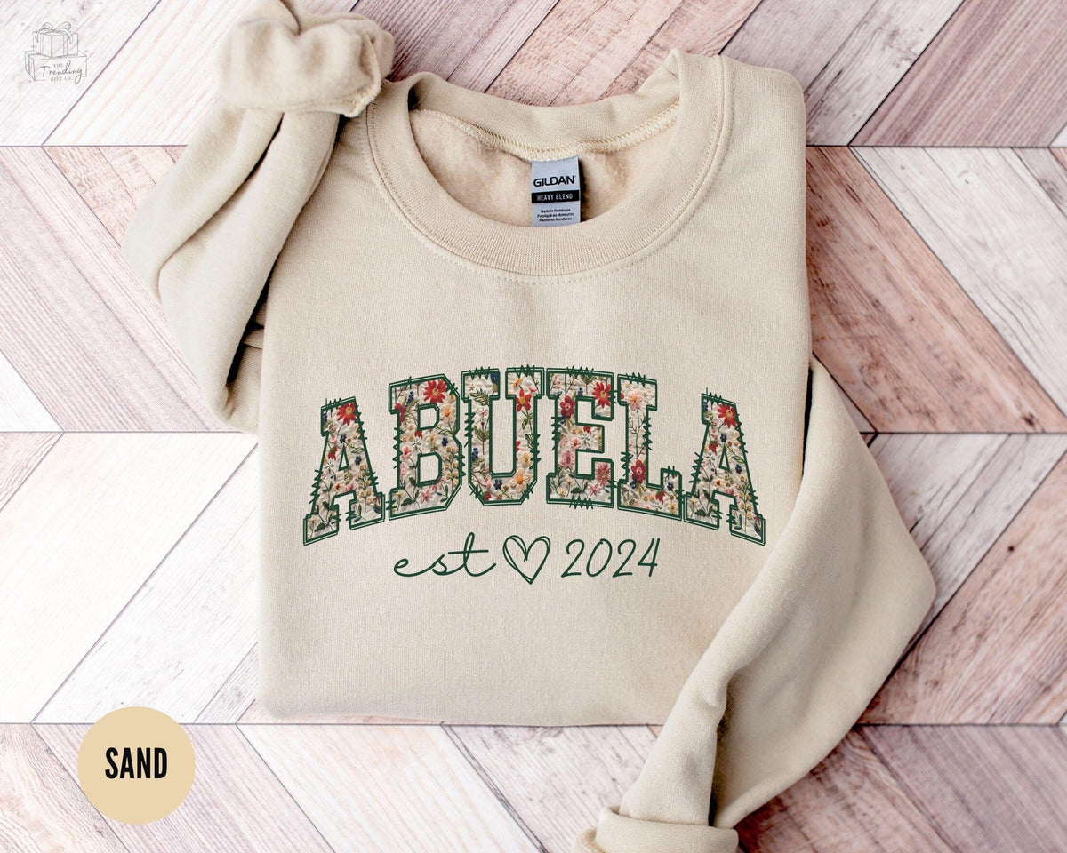 Personalized Abuela Est Sweatshirt Custom Floral Grandma Crewneck New Abuela Christmas Gift Pregnancy Announcement Latin Grandma Shirt Sweatshirt – Feel-Good Design · Must-Have Style