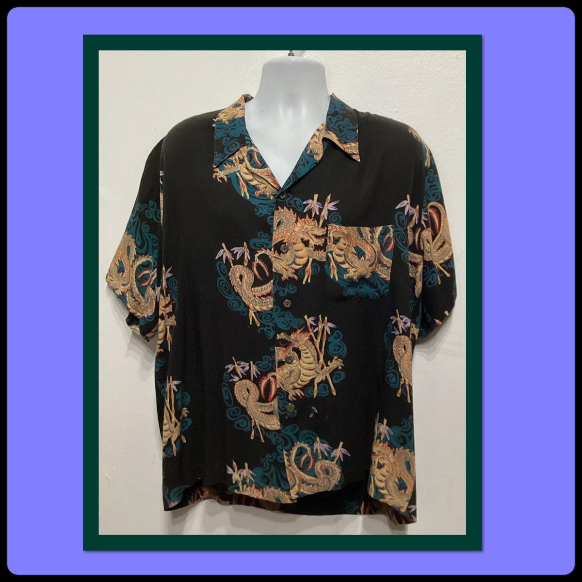 HS159 Vintage rayon dragon print Hawaiian shirt by Pineapple Connection Graphic Tee – Bold Style · Must-Have Style