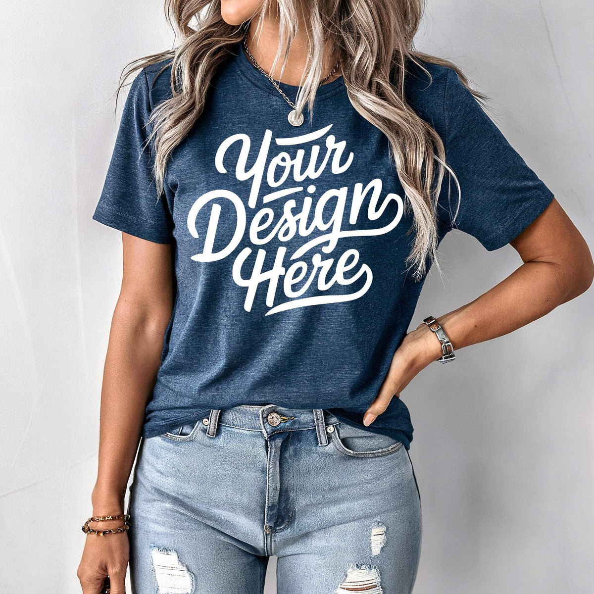 Heather Navy Bella Canvas 3001 T Shirt Mockup Bella Canvas 3001 Shirt Mockup Heather Navy Mockup Navy Bella Canvas 3001 T Shirt Mockup Graphic Tee – Fan Favorite · High-Quality Print