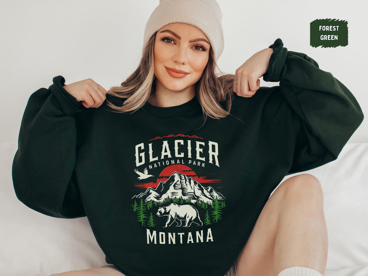 Retro Glacier National Park Sweatshirt Montana Sweater Montana National Park gift Glacier Sweat Hiking gift Glacier National Park Souvenir Sweatshirt – Aesthetic Look · Top Pick For Any Outfit