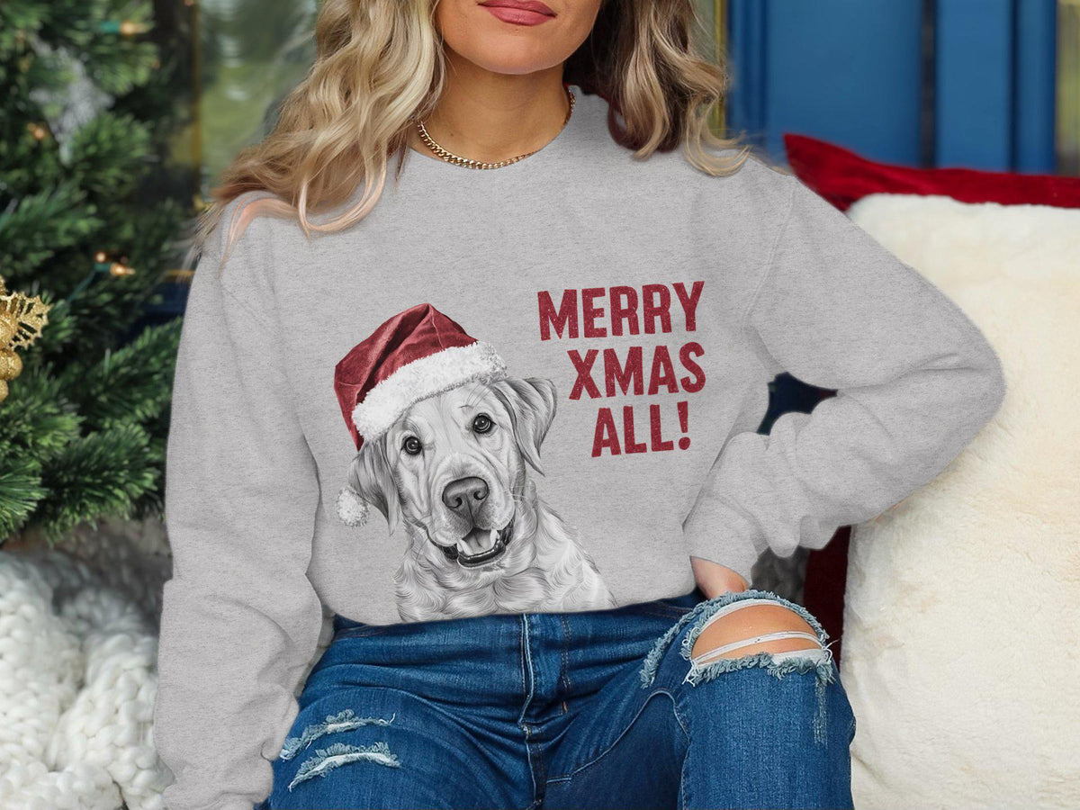 Xmas Sweater Christmas Sweatshirt Labrador Retriever Dog Santa Hat Dog Lover Gifts Pet Christmas Shirt Holiday Season Merry Xmas Jumper Sweatshirt – Soft Feel · High-Quality Print