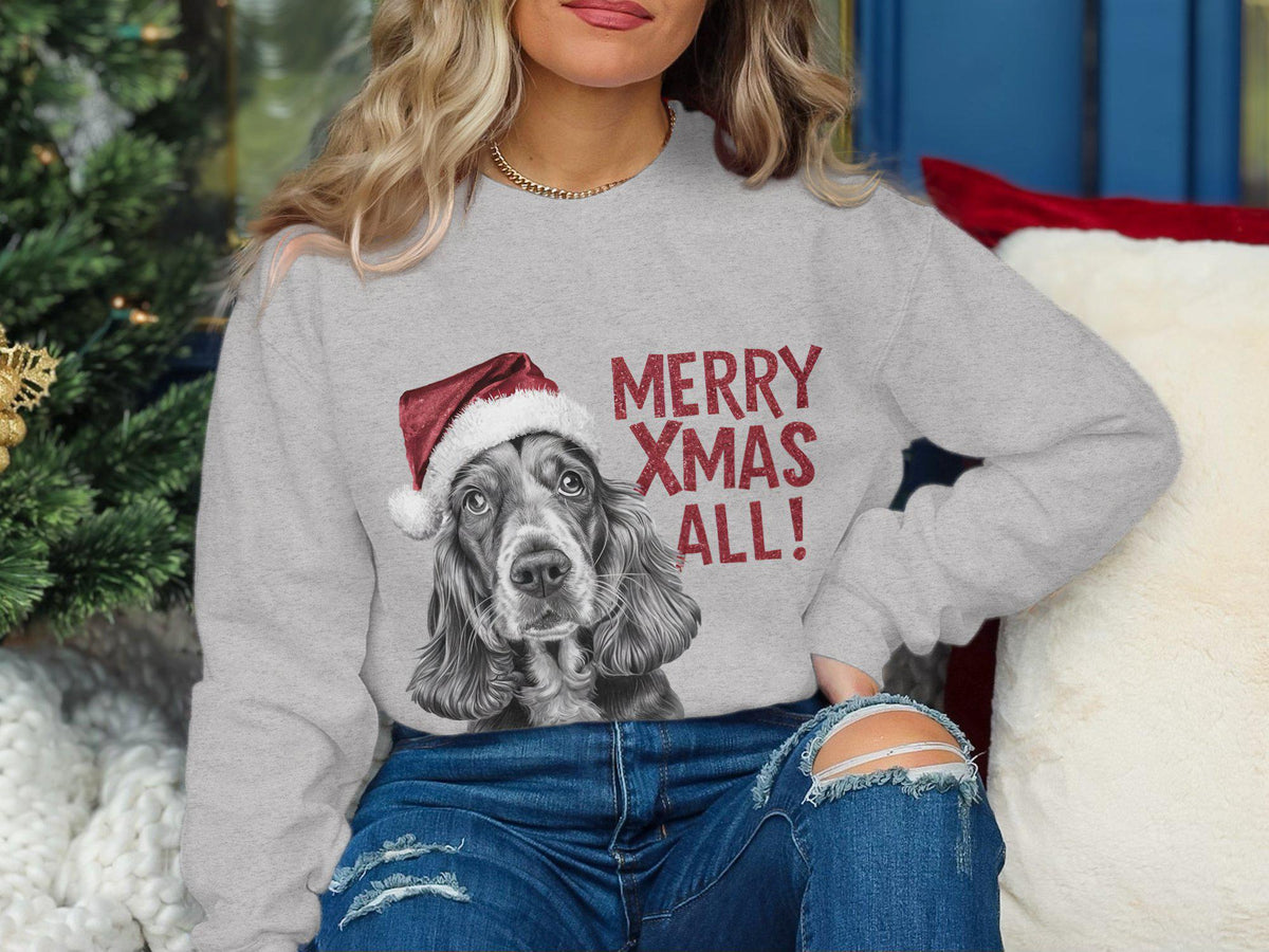 Xmas Sweater Christmas Sweatshirt Cocker Spaniel Dog Santa Hat Dog Lover Gifts Pet Christmas Shirt Holiday Season Merry Xmas Jumper Sweatshirt – Easygoing Wear · Trending Graphic Apparel
