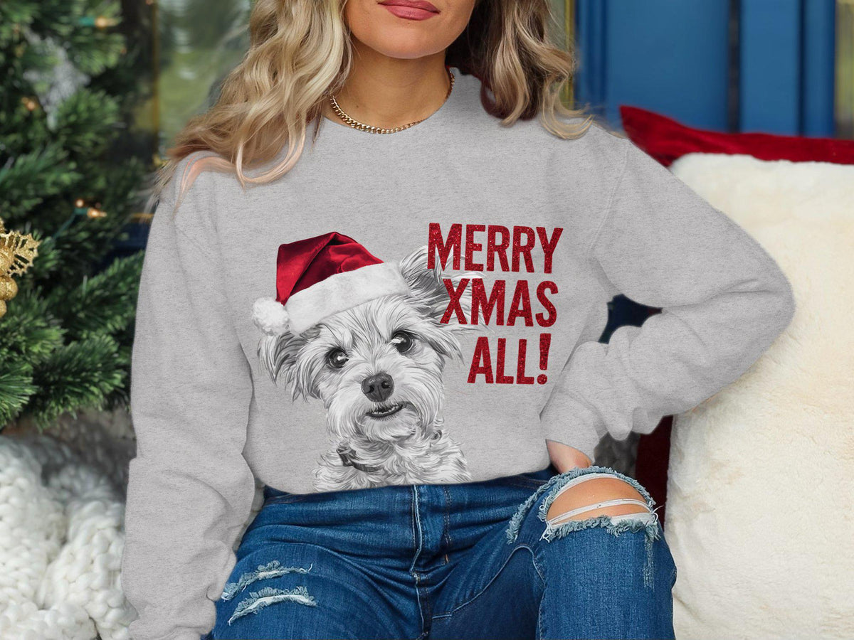Xmas Sweater Christmas Sweatshirt Maltese Dog Santa Hat Dog Lover Gifts Pet Christmas Shirt Holiday Season Merry Xmas Jumper Sweatshirt – Everyday Comfort · Perfect For Daily Wear