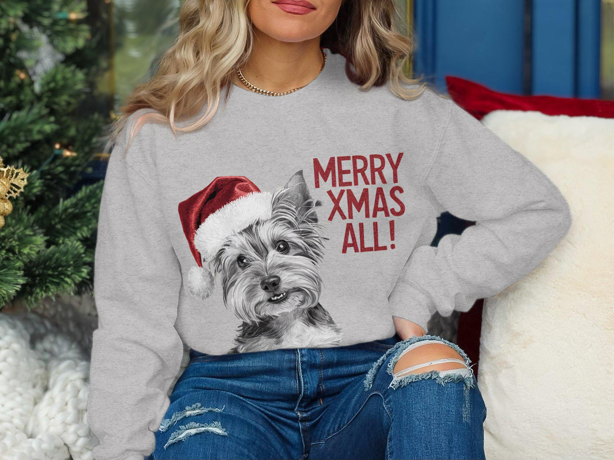 Xmas Sweater Christmas Sweatshirt Yorkshire Terrier Dog Santa Hat Dog Lover Gifts Pet Christmas Shirt Holiday Season Merry Xmas Jumper Sweatshirt – Feel-Good Design · Top Pick For Any Outfit