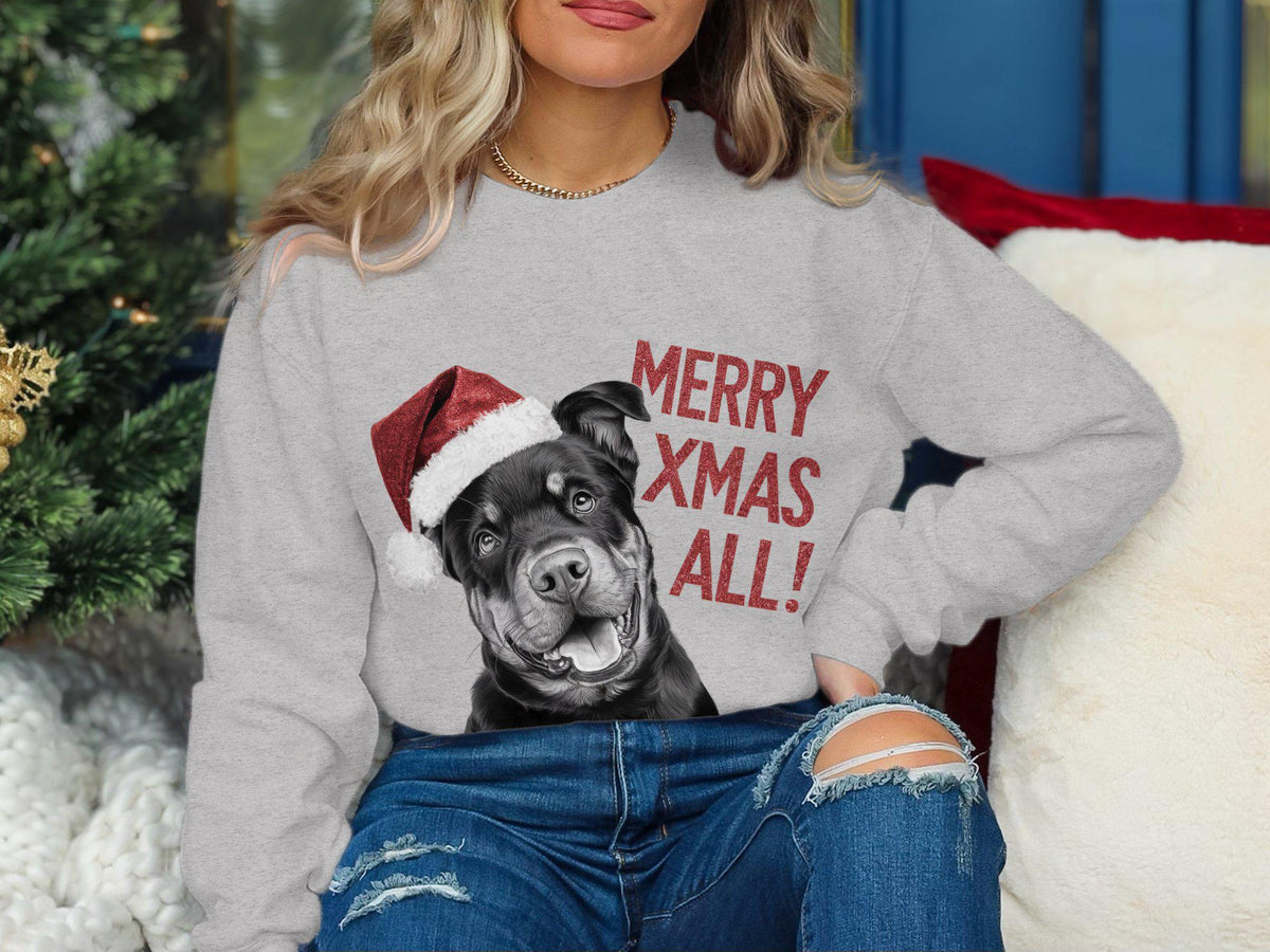 Xmas Sweater Christmas Sweatshirt Rottweiler Dog Santa Hat Dog Lover Gifts Pet Christmas Shirt Holiday Season Merry Xmas Jumper Sweatshirt – Aesthetic Look · Trending Graphic Apparel