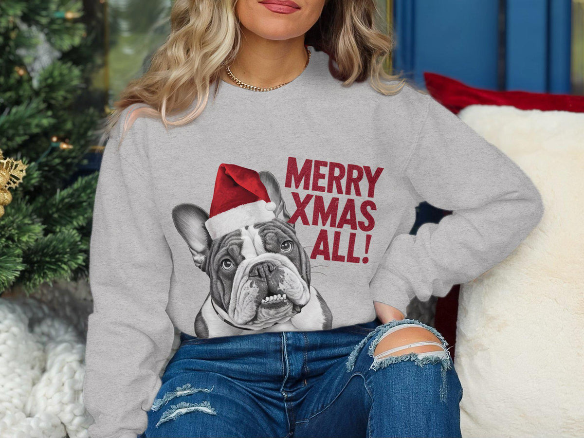 Xmas Sweater Christmas Sweatshirt English Bulldog Dog Santa Hat Dog Lover Gifts Pet Christmas Shirt Holiday Season Merry Xmas Jumper Sweatshirt – Cozy Vibes · Must-Have Style