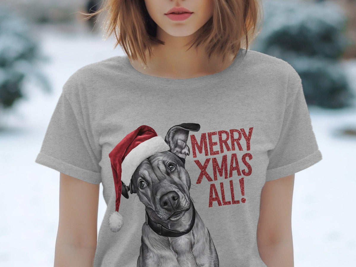 Xmas TShirt Christmas T Shirt Rhodesian Ridgeback Dog Santa Hat Dog Lover Gifts Pet Christmas Shirt Holiday Season Merry Xmas TShirt Graphic Tee – Everyday Comfort · Great Gift For Fans