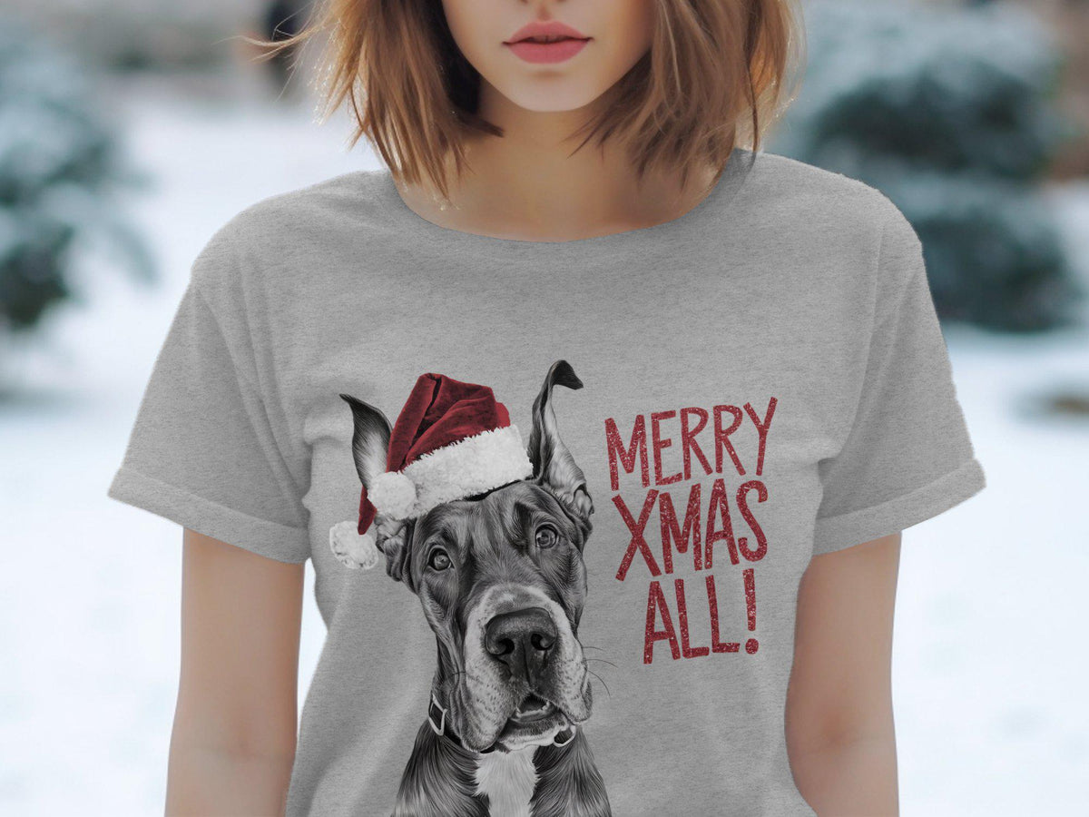 Xmas TShirt Christmas T Shirt Great Dane Dog Santa Hat Dog Lover Gifts Pet Christmas Shirt Holiday Season Merry Xmas TShirt Graphic Tee – Easygoing Wear · Great Gift For Fans