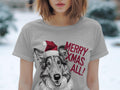 Xmas TShirt Christmas T Shirt Collie Dog Santa Hat Dog Lover Gifts Pet Christmas Shirt Holiday Season Merry Xmas TShirt Graphic Tee – Bold Style · Perfect For Daily Wear