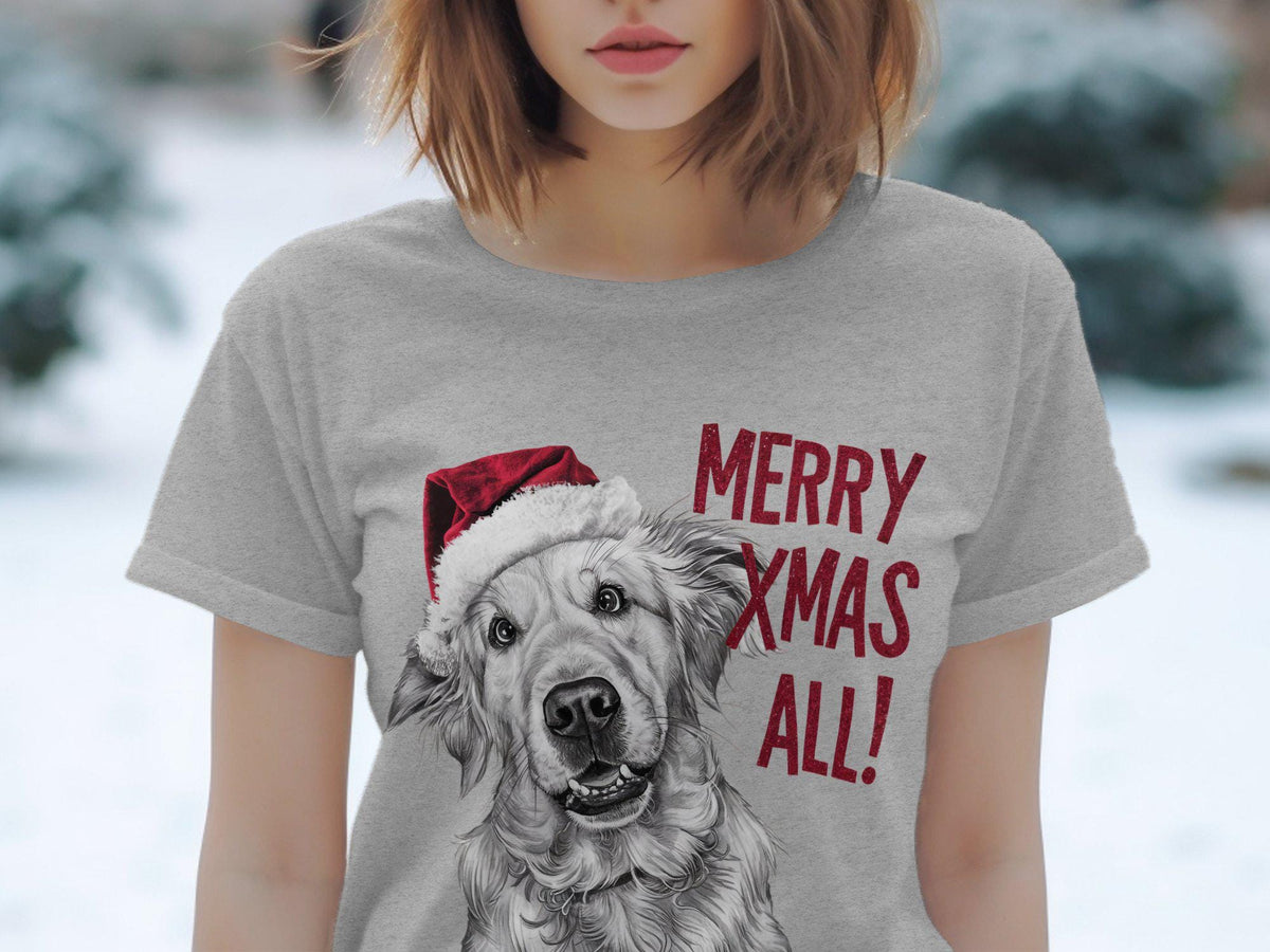 Xmas TShirt Christmas T Shirt Golden Retriever Dog Santa Hat Dog Lover Gifts Pet Christmas Shirt Holiday Season Merry Xmas TShirt Graphic Tee – Feel-Good Design · Perfect For Daily Wear