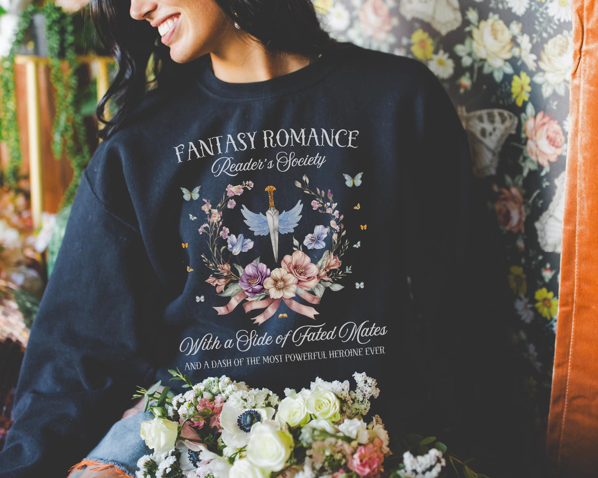 Fantasy Romance Reader Sweatshirt for Bookworm Who Loves Romantasy Romance Novels and Books with Dragons Cute Bookish Crewneck for Reader Sweatshirt – Soft Feel · Must-Have Style