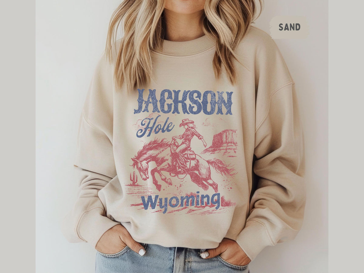Vintage Jackson Hole Wyoming Sweatshirt Wyoming State Sweater Jackson Hole Souvenir Desert Crewneck Western Desert sweat Rodeo tee Sweatshirt – Aesthetic Look · Perfect For Daily Wear