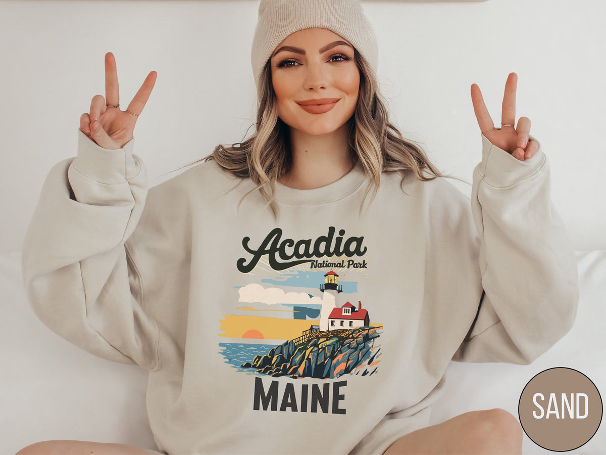 Vintage Acadia National Park Sweatshirt Retro Maine Sweatshirt Acadia National Park gifts Maine Sweater Hiking gift Acadia Park Souvenir Sweatshirt – Warm & Stylish · Great Gift For Fans