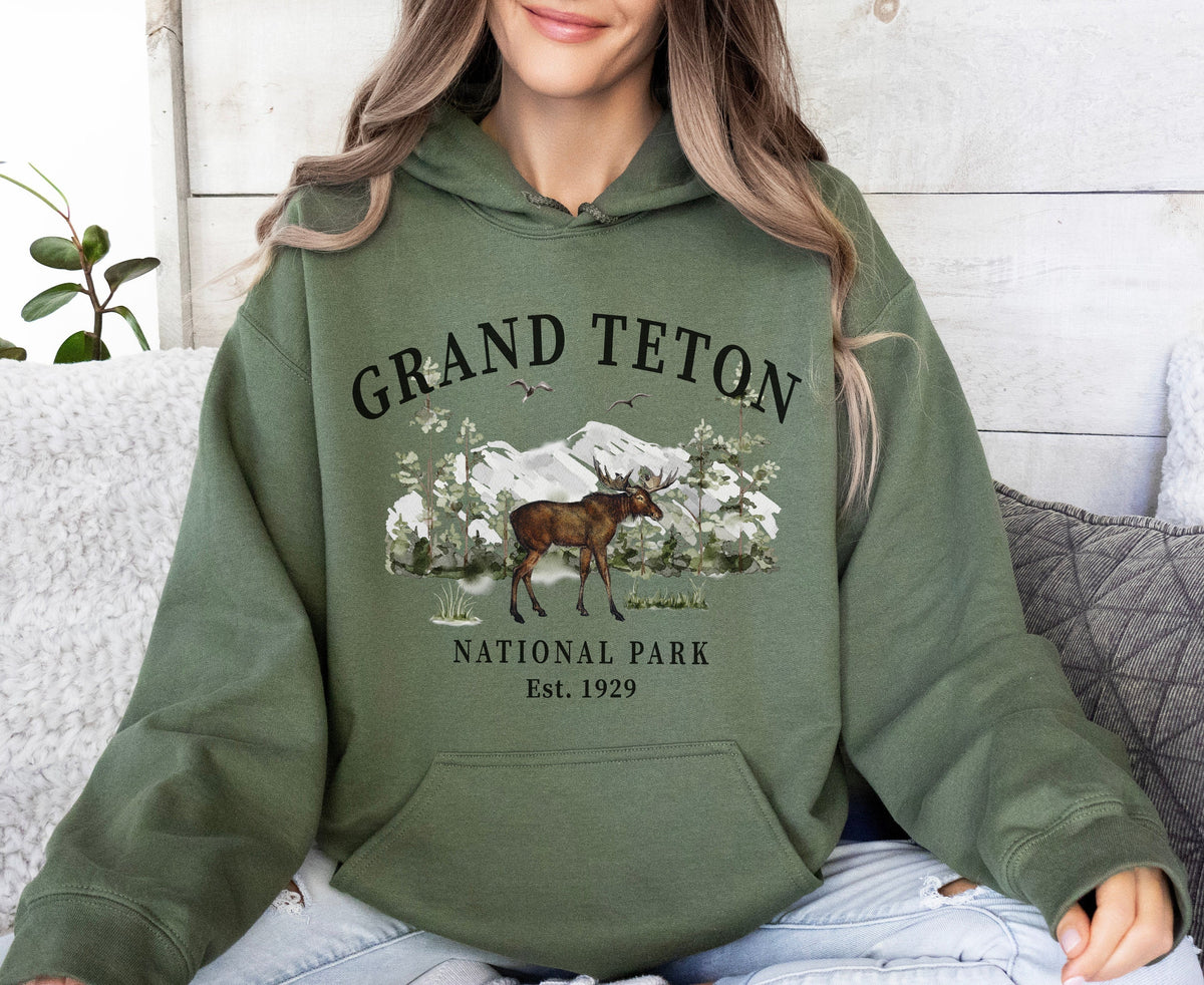 Grand Teton National Park Moose Hoodie Gift Wyoming Sweatshirt Hoodie – Cozy Vibes · Top Pick For Any Outfit