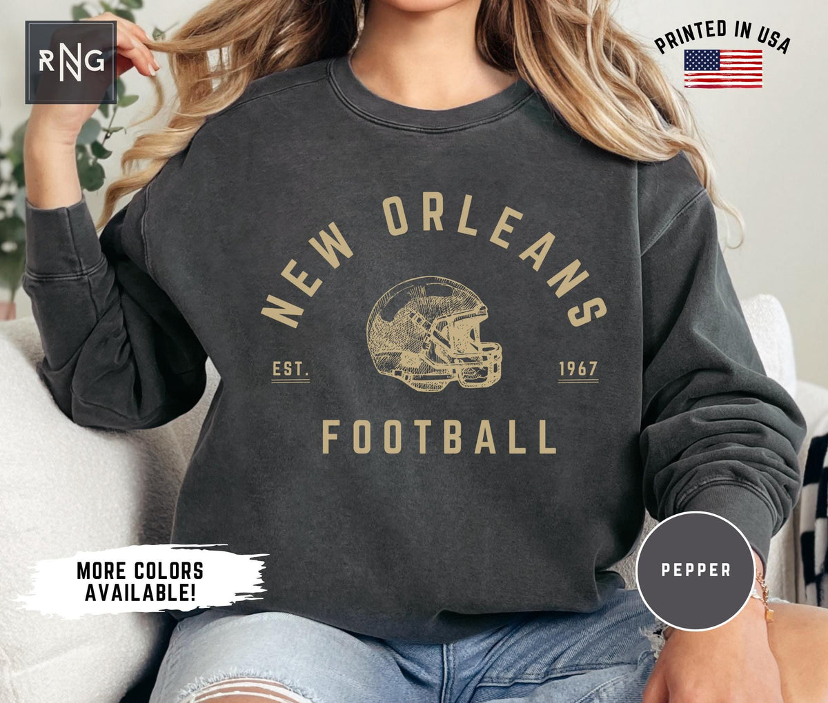 New Orleans Football Sweatshirt Saint Football Sweatshirt New Orleans Football Crewneck New Orleans Sports Apparel Saint Football Gift Sweatshirt – Bold Style · Perfect For Daily Wear