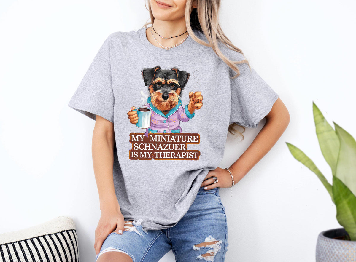 Funny Dog Therapist Shirt Miniature Schnauzer Shirt Cute Dog Lover TShirt Xmas Custom Dog Tee Birthday Gift for Dog Owners Graphic Tee – Bold Style · Trending Graphic Apparel