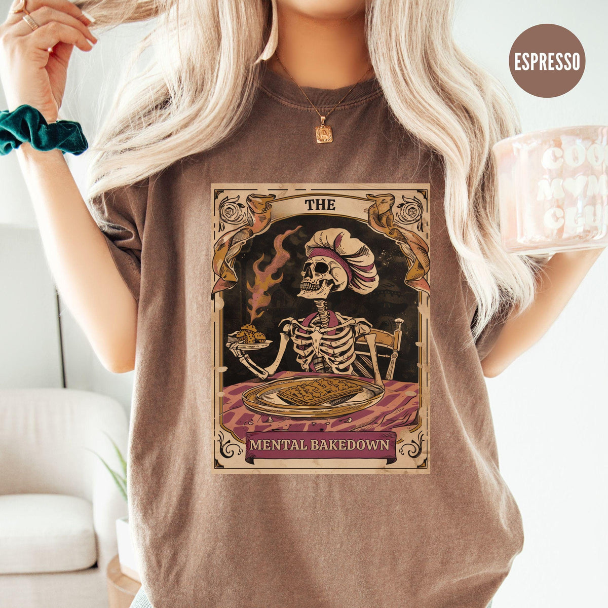 Having A Mental Bake Down Shirt Halloween Chef Shirt Skeleton Tarot Card Shirt Funny Baking Shirt Cookie Baking Shirt Bread Baker Gift Graphic Tee – Warm & Stylish · Perfect For Daily Wear