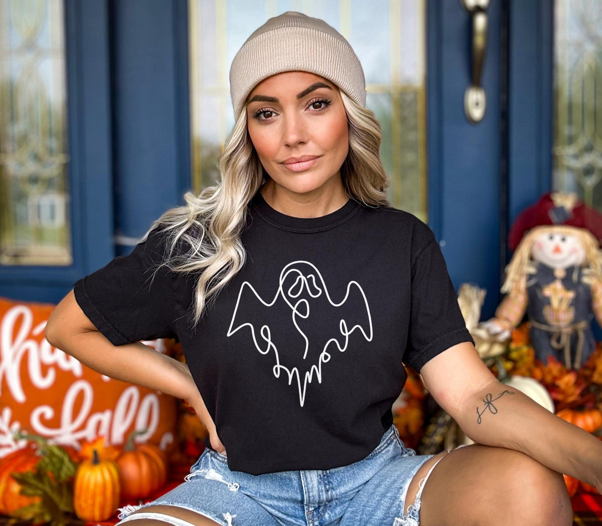 Halloween Ghost TShirt for Halloween Cute Ghost Halloween Shirt Womens Halloween Fashion Top Graphic Tee – Fan Favorite · High-Quality Print
