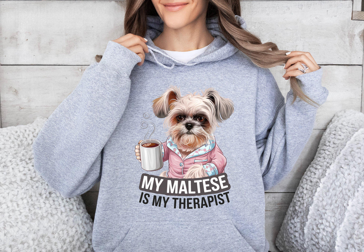 Funny Dog Therapist Unisex Hoodie My Maltese Is My Therapist Hoodie Dog Lover Hoodie Coffee Mug Maltese Shirt Unisex Sweatshirt Hoodie – Bold Style · High-Quality Print