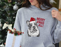 Xmas hoodie English Bulldog wearing red santa hat saying Merry Xmas All xmas jumper day festive holiday sweater christmas bulldog hoodie Hoodie – Soft Feel · Great Gift For Fans