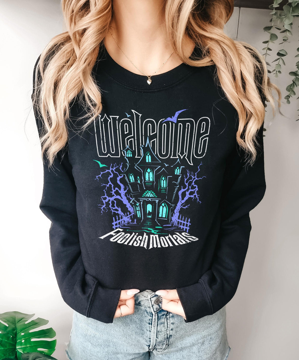 Haunted Mansion Inspired Sweatshirt Welcome Foolish Mortals Sweater Scary Haunted House Halloween Shirt Sweatshirt – Aesthetic Look · Top Pick For Any Outfit
