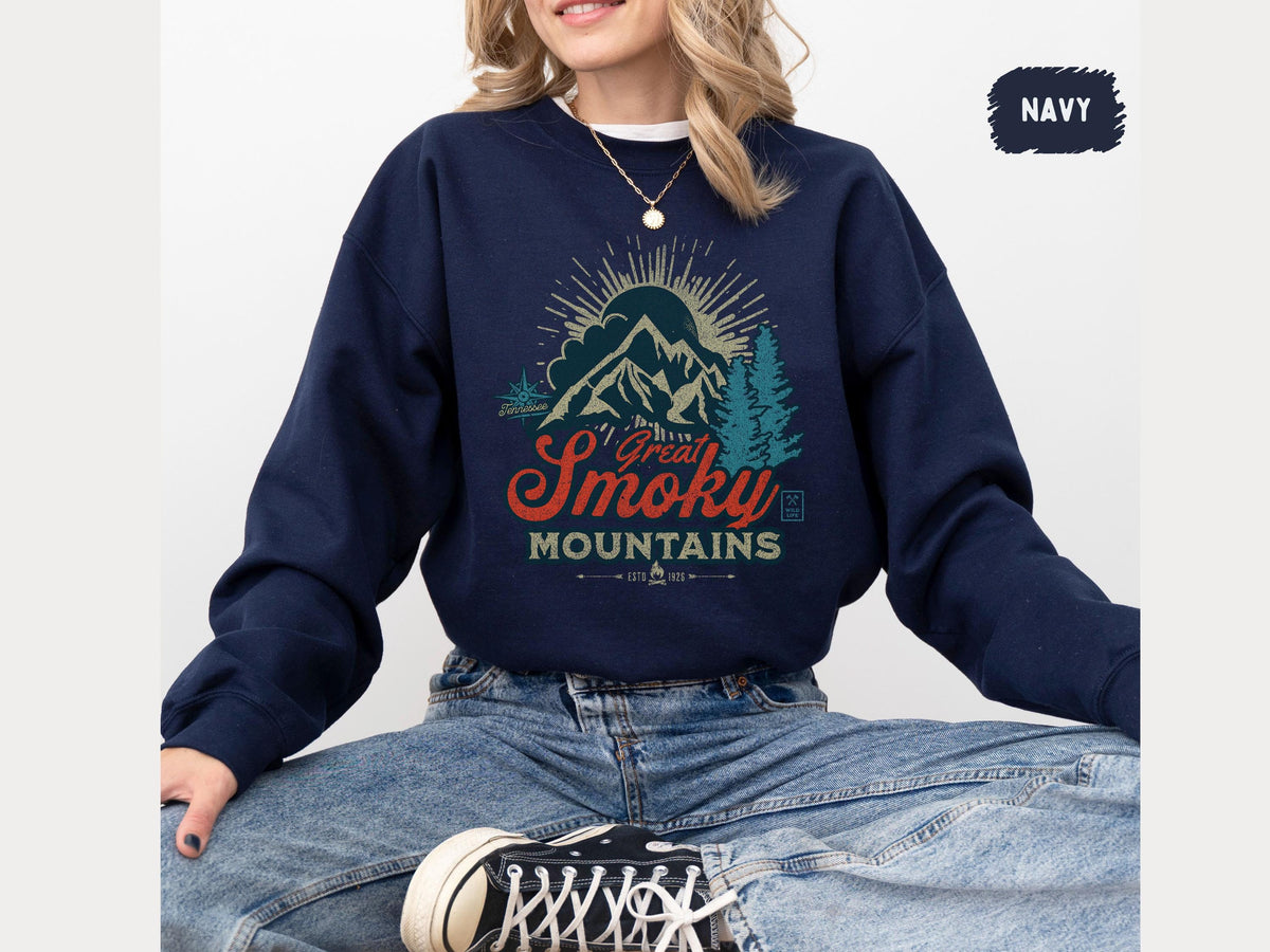 Great Smoky Mountains Sweatshirt Vintage Tennessee Sweater Retro Great Smoky Mountains National Park gifts Gatlinburg Shirt Hiking souvenir Sweatshirt – Everyday Comfort · Perfect For Daily Wear