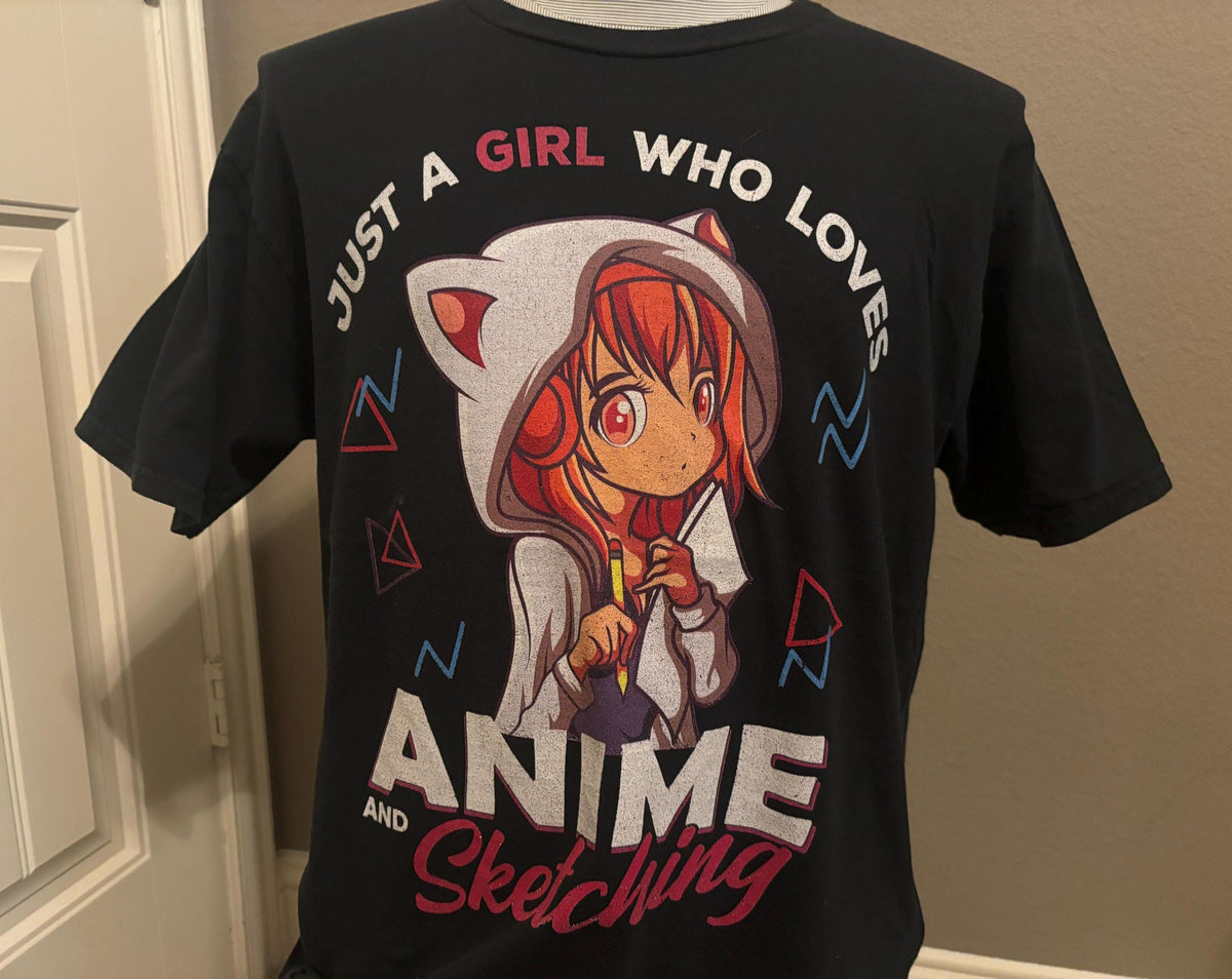 Vintage 2000s Just a Girl Who Loves Anime And Sketching T shirt XL Graphic Tee – Soft Feel · Must-Have Style