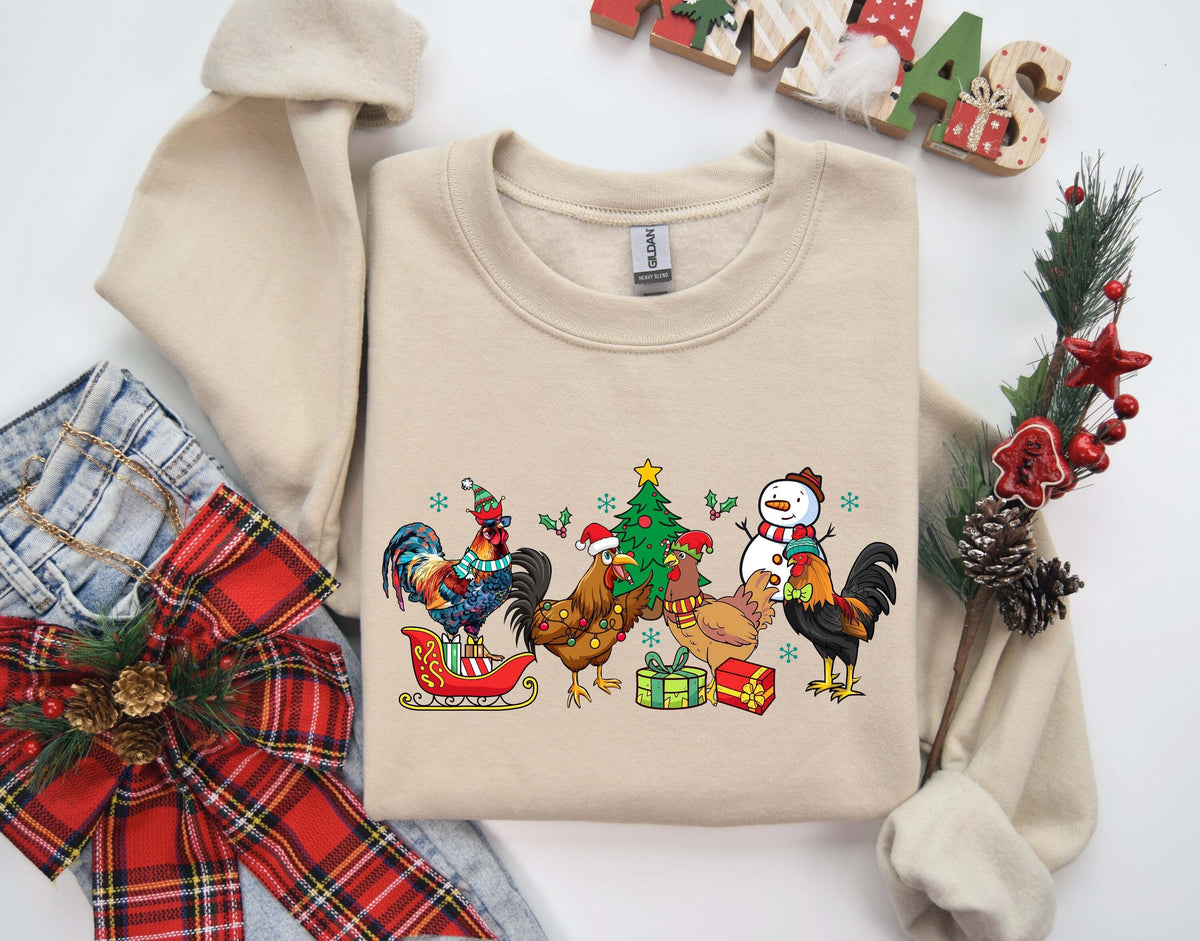 ute Christmas Chickens Sweatshirt Christmas Farm Animals Sweatshirt Womens Christmas Chicken SweatshirtChristmas Holiday Sweatshirt Gift Sweatshirt – Soft Feel · Must-Have Style