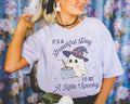 Silly Ghost Tee Shirt for Halloween Lover Who Loves Coffee Cute Retro Aesthetic Ghost TShirt with Stars Boho Celestial Magic Witchy Vibes Graphic Tee – Easygoing Wear · Trending Graphic Apparel