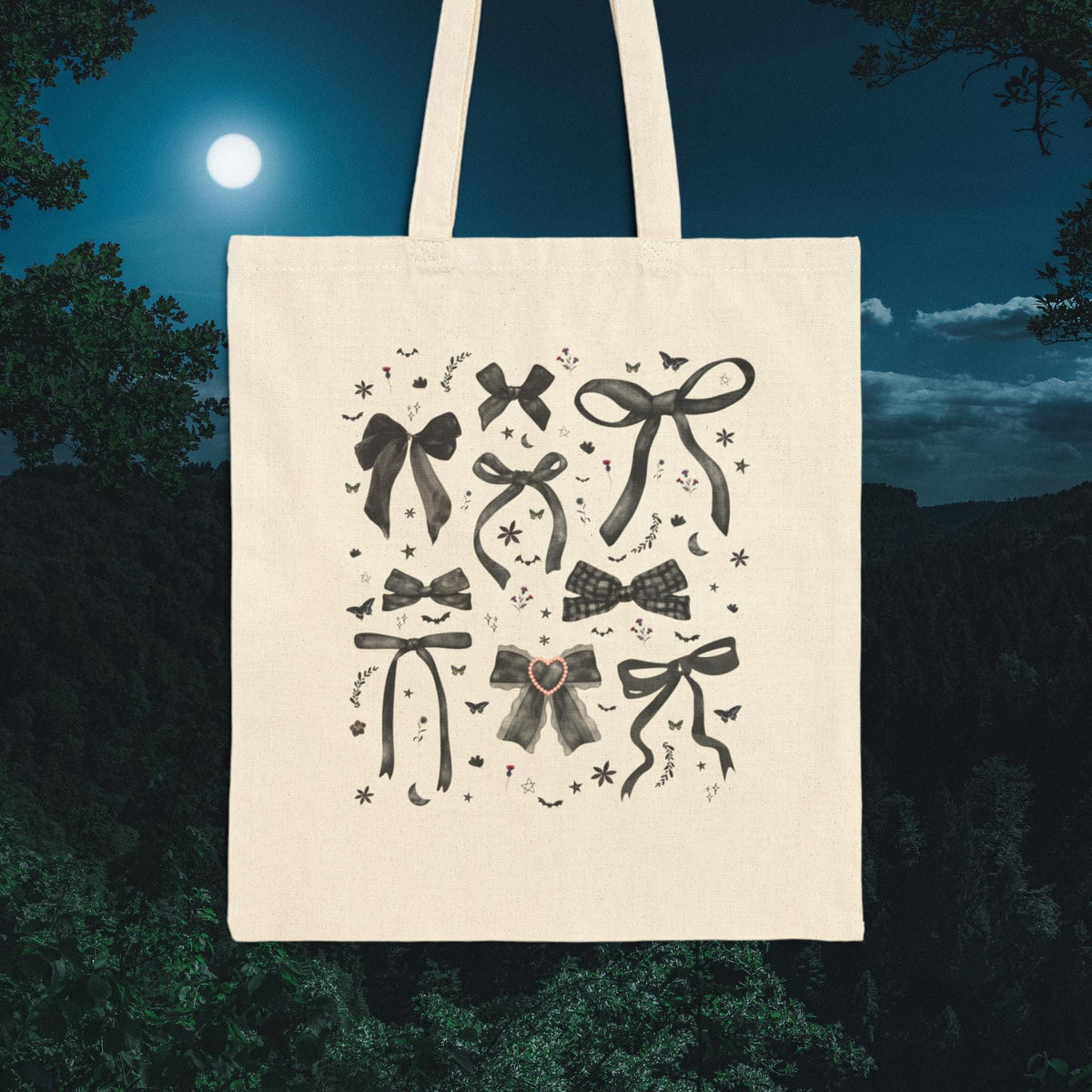 Cute Gothic Halloween Tote Bag for Spooky Sister Who Loves Bows Boho Halloween Goblincore Tote Bag Butterfly Lover Tote Witchy Vibes Tote Bag – Feel-Good Design · Trending Graphic Apparel