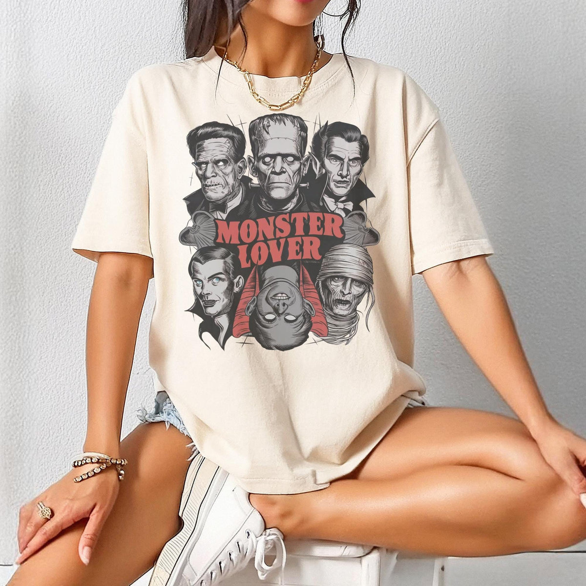 Monster Lover TShirt Halloween Shirt Retro Halloween Shirt For Women Goth Clothing Spooky Shirt Graphic Tee – Fan Favorite · Top Pick For Any Outfit