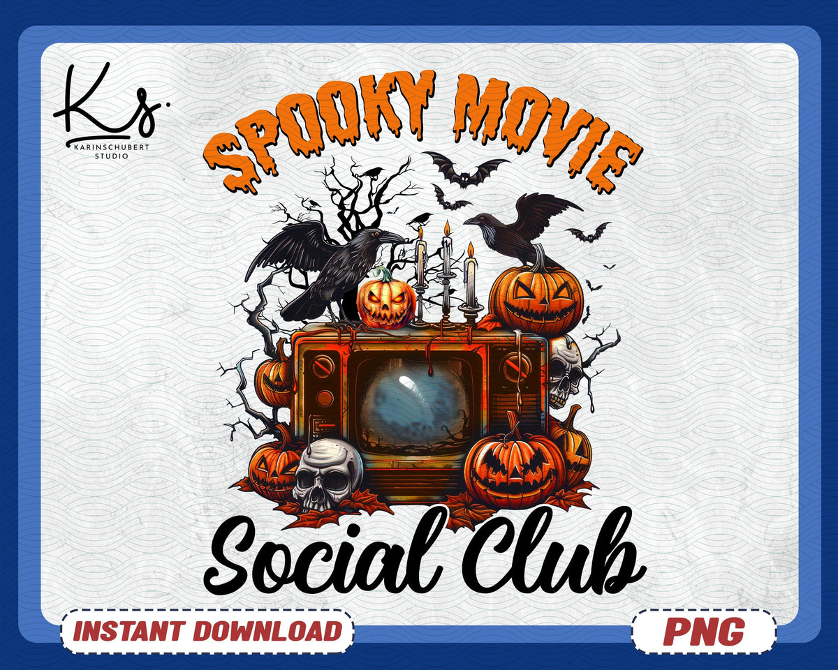 Spooky Movie Social Club Png Funny Halloween Social Club Png Spooky Season Horror Movie Png Trendy Halloween Retro Halloween Shirt Png Graphic Tee – Premium Graphic · High-Quality Print
