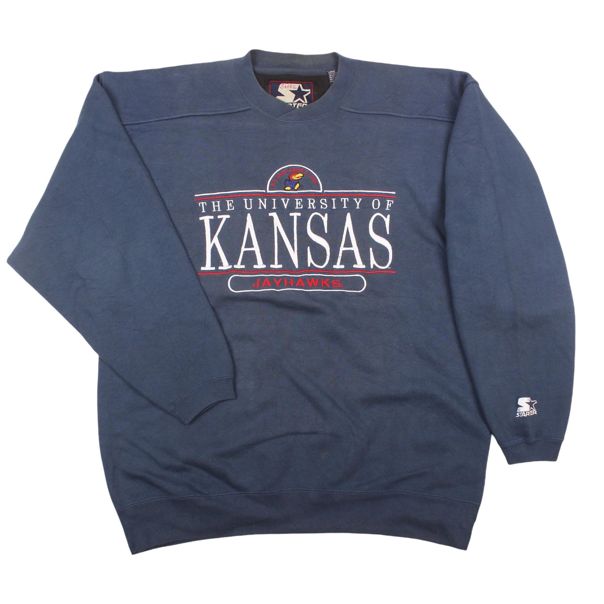 Vintage Starter University of Kansas Jayhawks Sweatshirt Crewneck Size L Sweatshirt – Aesthetic Look · High-Quality Print