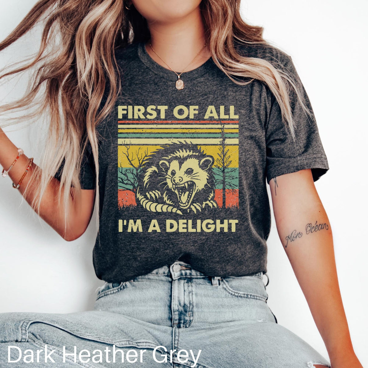 First Of All I39m A Delight Shirt Sarcastic Shirt Sarcasm Gift Angry Possum Shirt Opossum Lover Gift Meme Shirt Funny Animal Gift Graphic Tee – Soft Feel · Great Gift For Fans