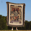 The Reader Tarot Card Blanket Skeleton Bookish Gifts Book Nook Decor Woven Tapestry Librarian Gifts Book Lover Housewarming Throw Graphic Tee – Aesthetic Look · Top Pick For Any Outfit
