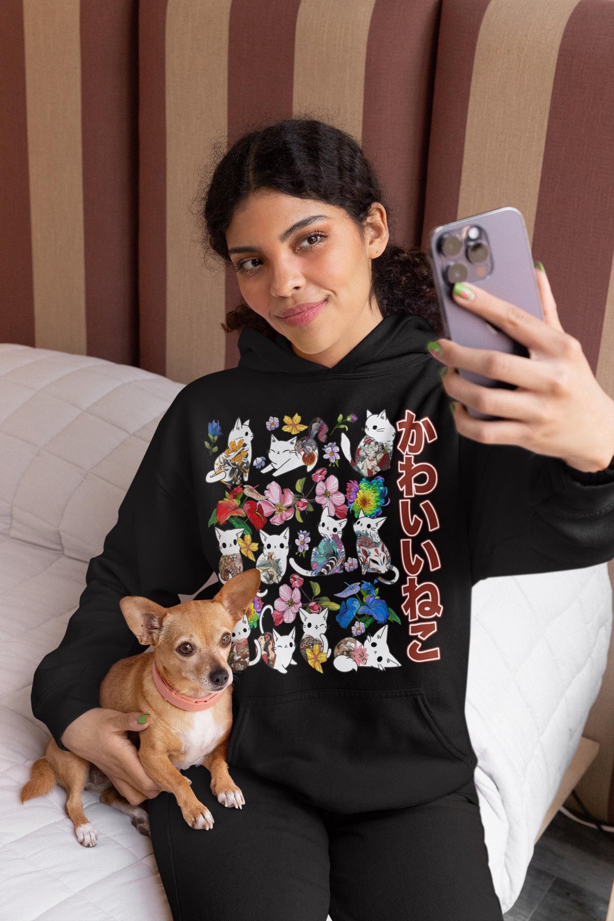 Japanese Cat Hoodie Kitten Sweatshirt Kitty Kawaii Sweater Meow Pet Jumper Tattoo Flower Hoody Japan Hooded Shirt Urban Streetwear Hoodie – Everyday Comfort · Perfect For Daily Wear