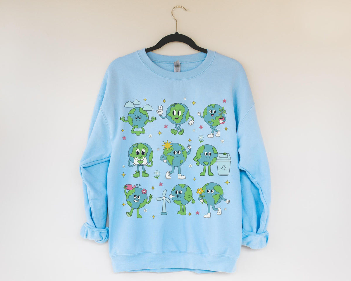 Adorable Earth Day Kindergarten Teacher Sweatshirt Cute Y2K Aesthetic Climate Change Crewneck for Environmental Leftist Who Loves Nature Sweatshirt – Feel-Good Design · Must-Have Style