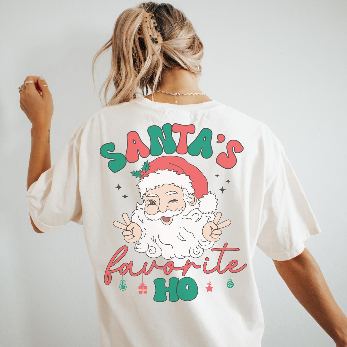 Santa39s Favorite Ho Shirt Funny Christmas Shirt Womens Santa Shirt Santas Favorite Ho Back Print Tee Santa Back Print Tee Graphic Tee – Warm & Stylish · Top Pick For Any Outfit