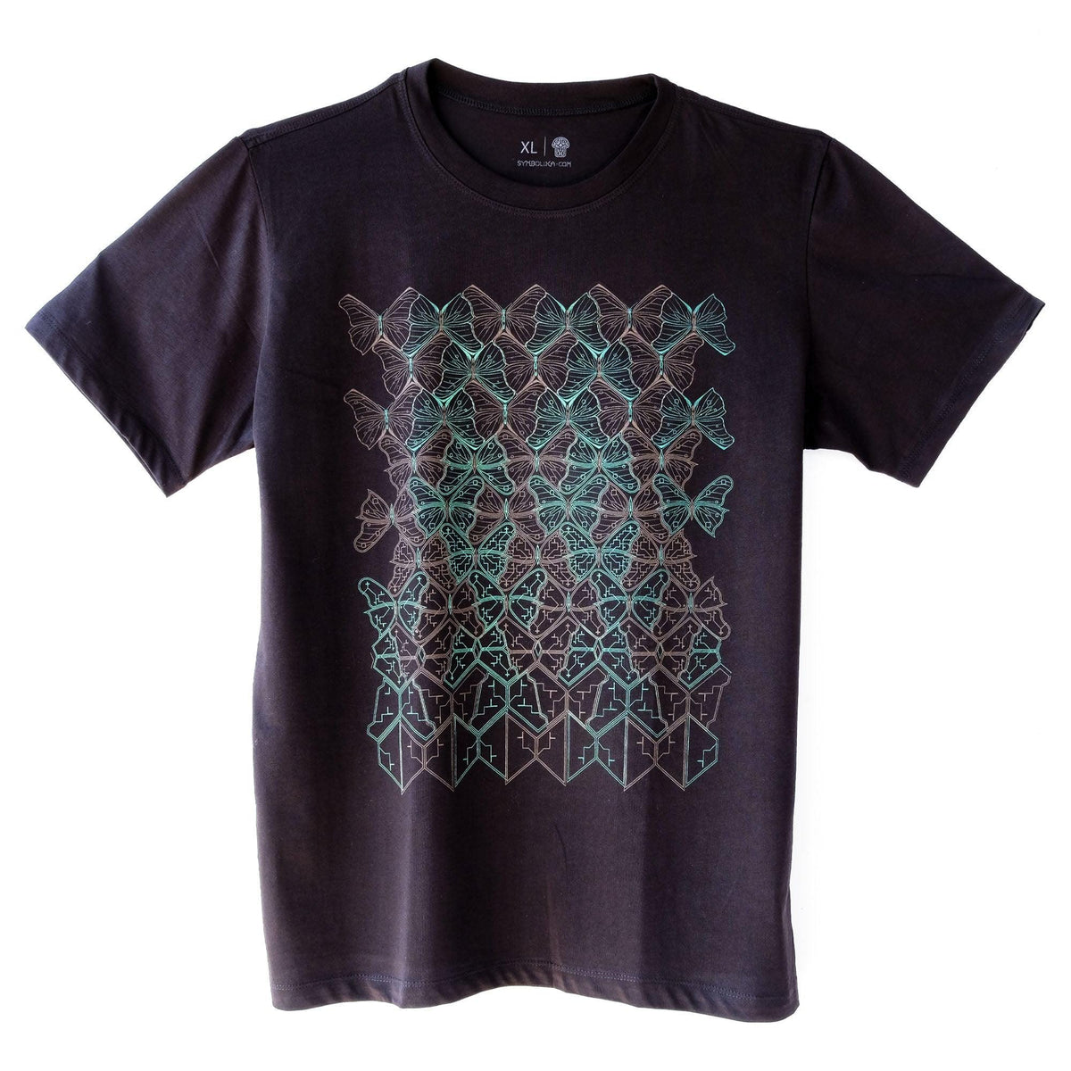 UV Active Butterfly Morph Psy T Shirt Goa Festival Psychedelic Clothing Glow Party Tribal Shirt Burning Man Fractal Art Black Cotton Tee Graphic Tee – Premium Graphic · High-Quality Print