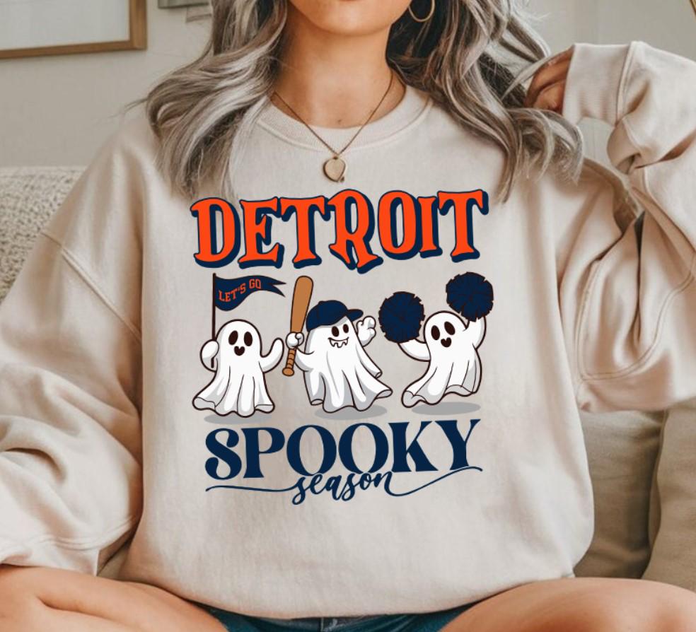 Vintage Detroit Baseball Spooky Season Cute Ghost Sweatshirt Lets Go Detroit Baseball Team 90s Hoodie Baseball Mom Sweatshirt For Her Hoodie – Everyday Comfort · Trending Graphic Apparel