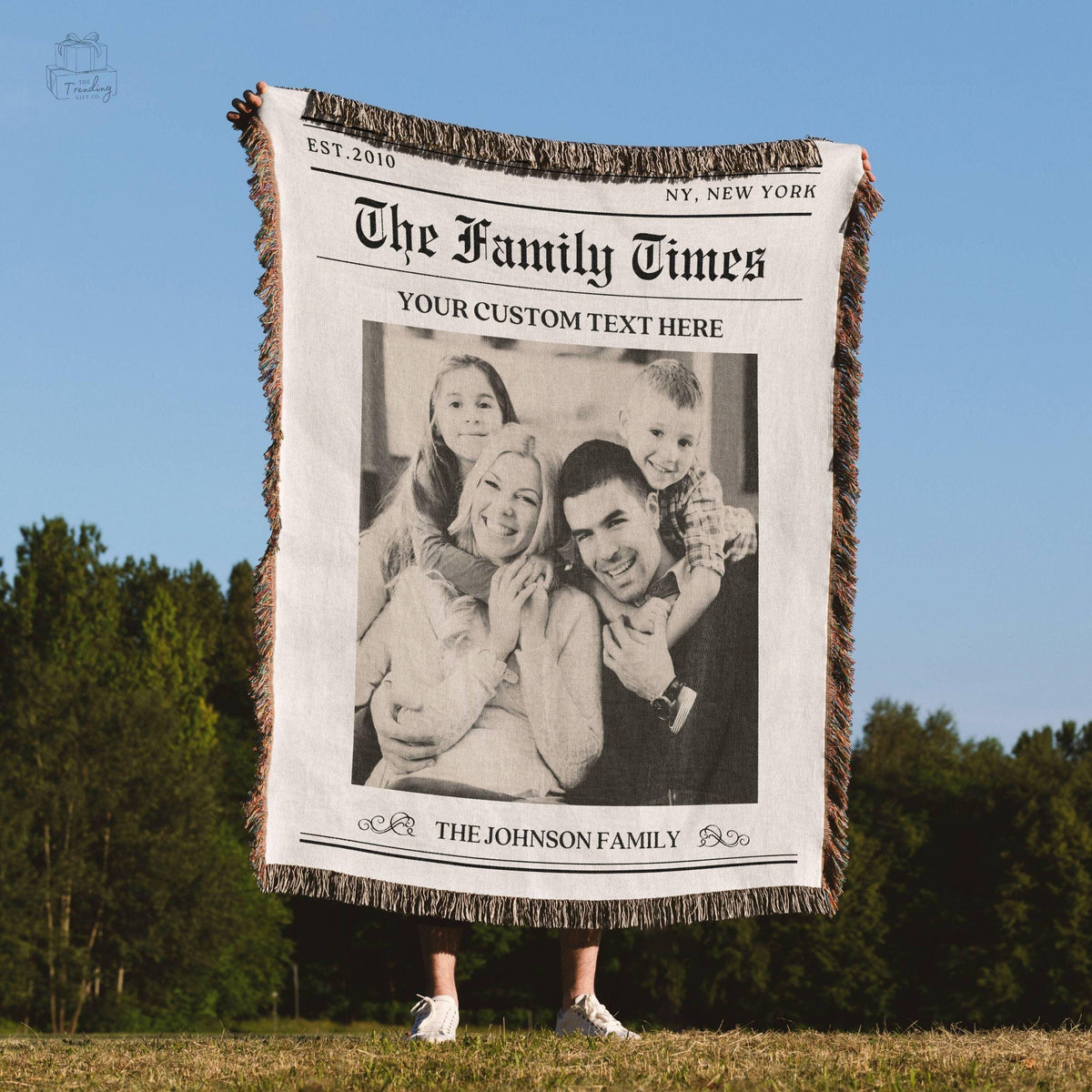 Personalized Family Photo Blanket Wife Husband Gift Custom Picture Tapestry Cotton Woven Throw Family Friends Custom Memory Keepsake Graphic Tee – Feel-Good Design · Top Pick For Any Outfit