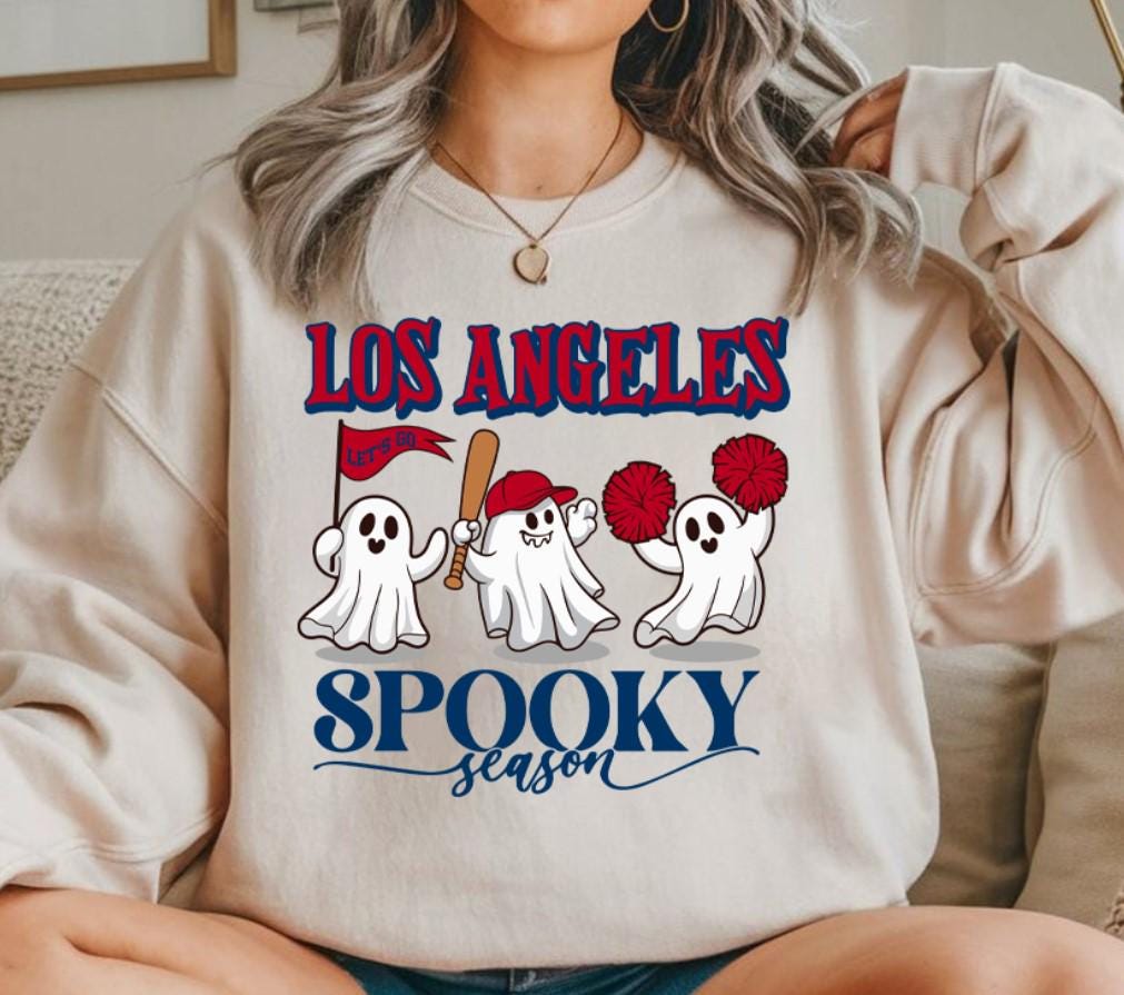 Los Angeles Baseball Red Team Spooky Season Cute Vintage Sweatshirt Lets Go Los Angeles Baseball Team Retro Hoodie Baseball Mom Shirt Hoodie – Soft Feel · Perfect For Daily Wear