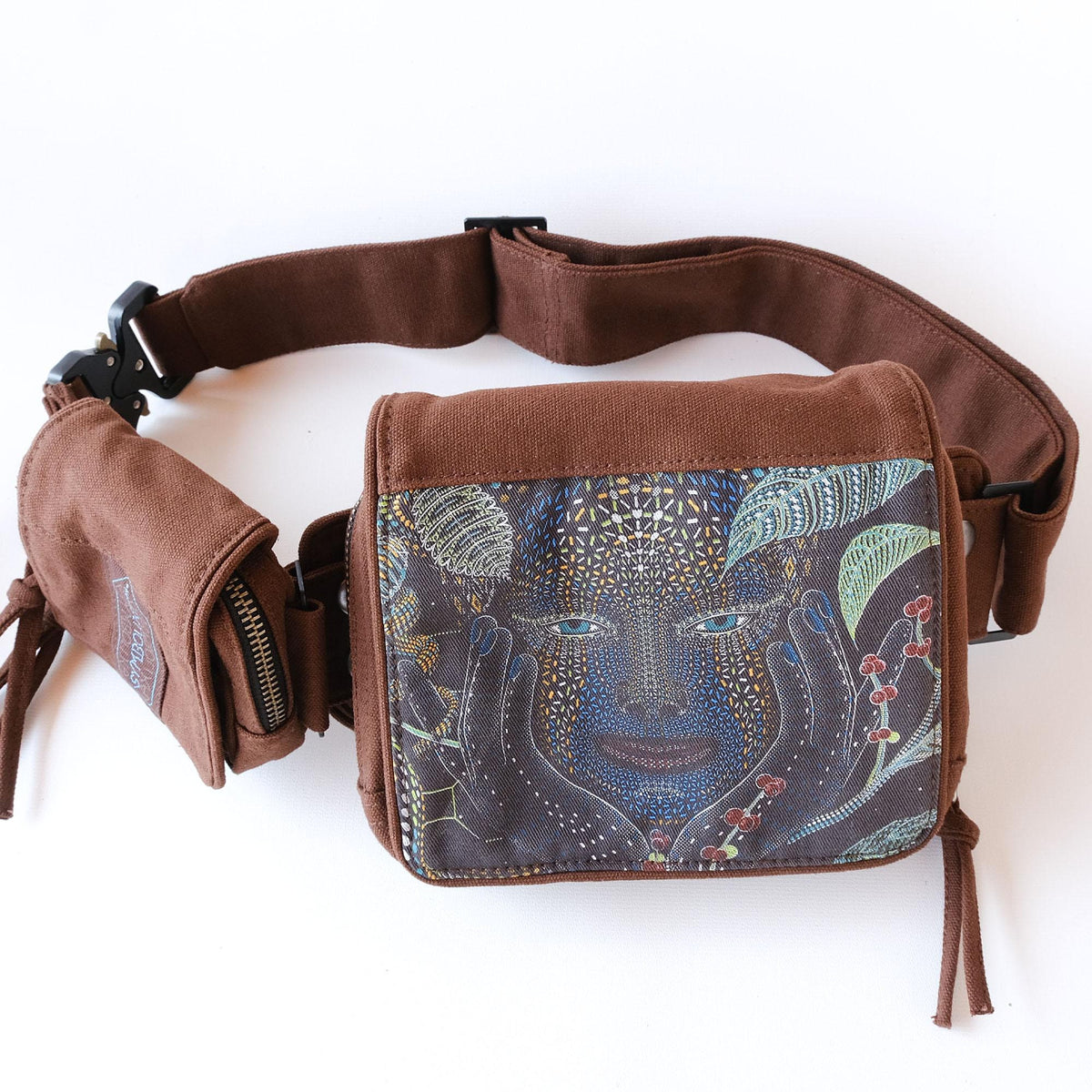 Festival Belt Pouch Psychedelic Stoners Gift Hip Bag Fanny Pack Brown Canvas Belt Pouch Burning Man Belt With Pockets Ayahuasca UV Print Tote Bag – Bold Style · Top Pick For Any Outfit